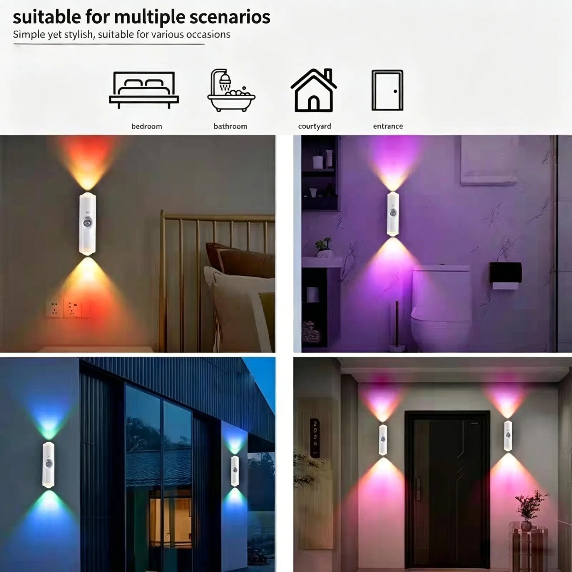“Buy One Get One Free – Rechargeable Smart LED Night Light with Motion Sensor – RGB Gradient Ambient Lighting, Dimmable Wall Lamp, Stick Anywhere Magnetic Design, Long Battery Life & Auto-On Mode, Ideal for Bedroom, Stairs, Entryway & Holiday Decor