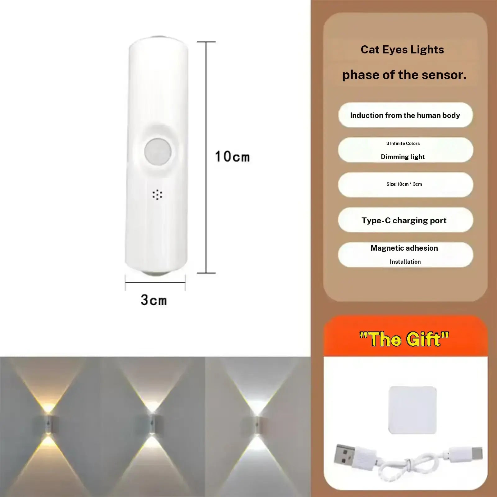 “Buy One Get One Free – Rechargeable Smart LED Night Light with Motion Sensor – RGB Gradient Ambient Lighting, Dimmable Wall Lamp, Stick Anywhere Magnetic Design, Long Battery Life & Auto-On Mode, Ideal for Bedroom, Stairs, Entryway & Holiday Decor